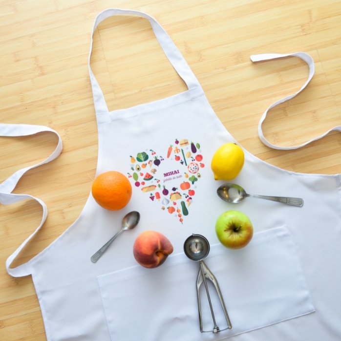Șorț personalizat cu text - model heart food