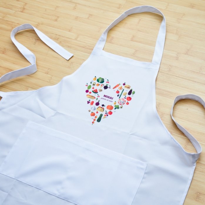 Șorț personalizat cu text - model heart food