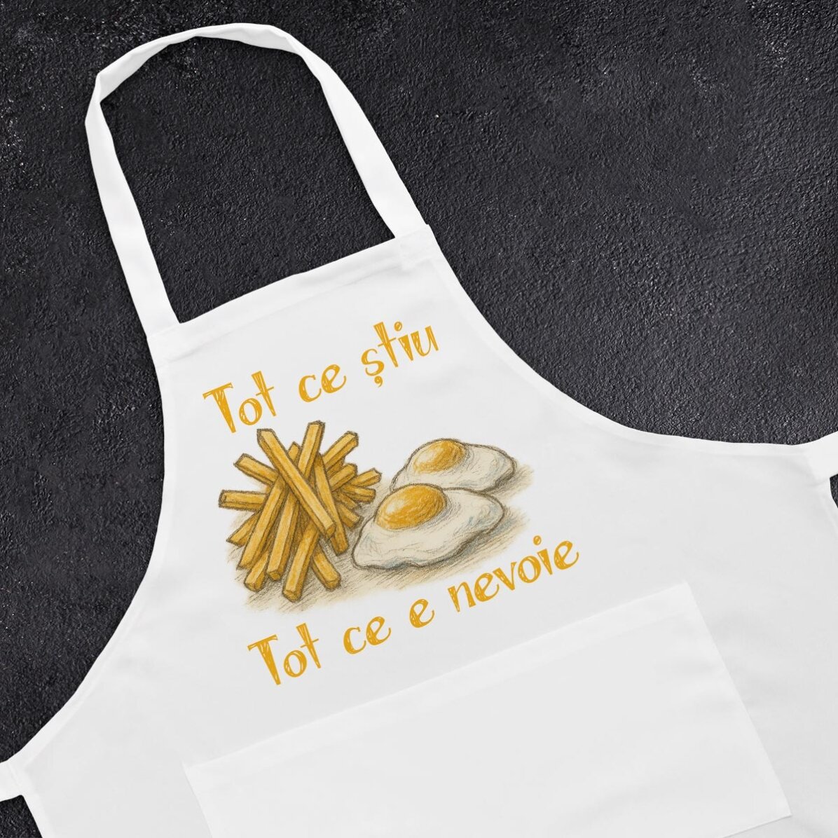 Șorț personalizat cu text - Ochiuri și cartofi