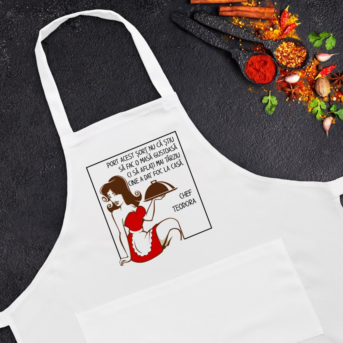 Șorț personalizat cu text pentru ea x Flick