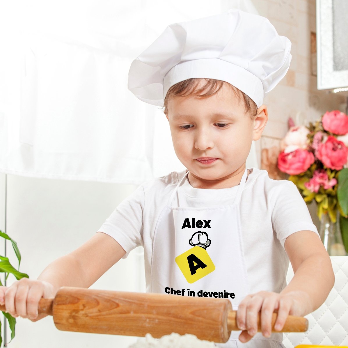 Șorț personalizat pentru copii cu text - Chef în devenire