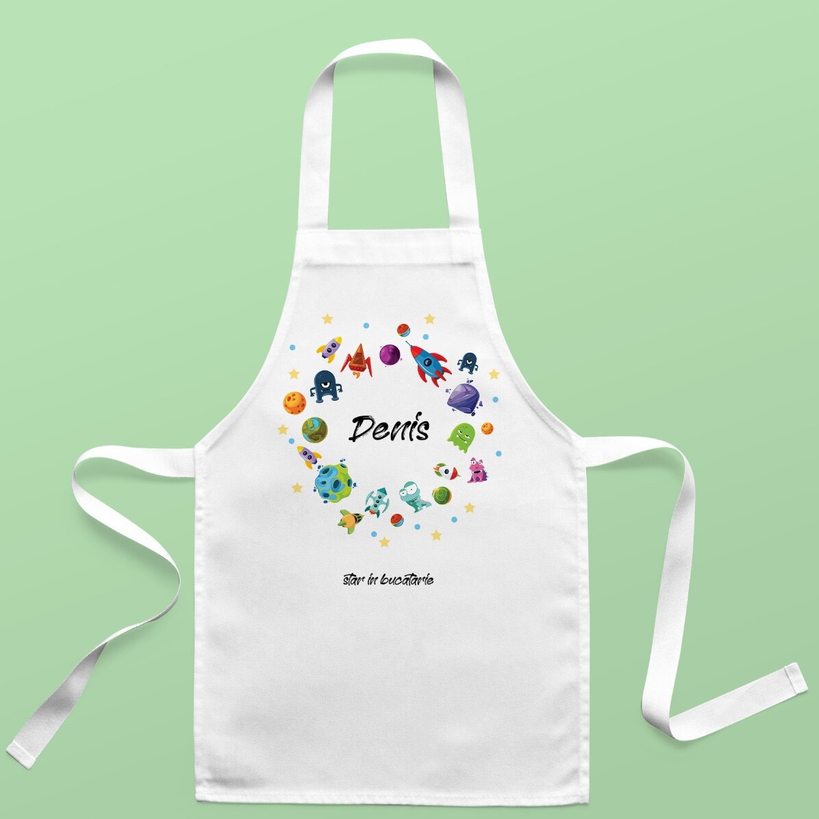 Șorț personalizat pentru copii cu text - Cosmos