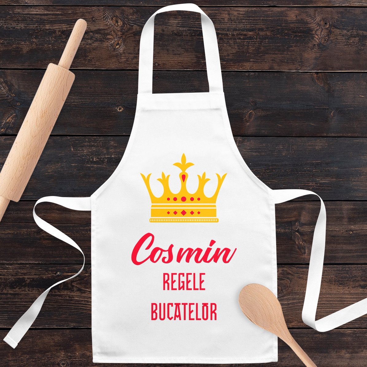 Șorț personalizat pentru copii cu text - Regele bucatelor