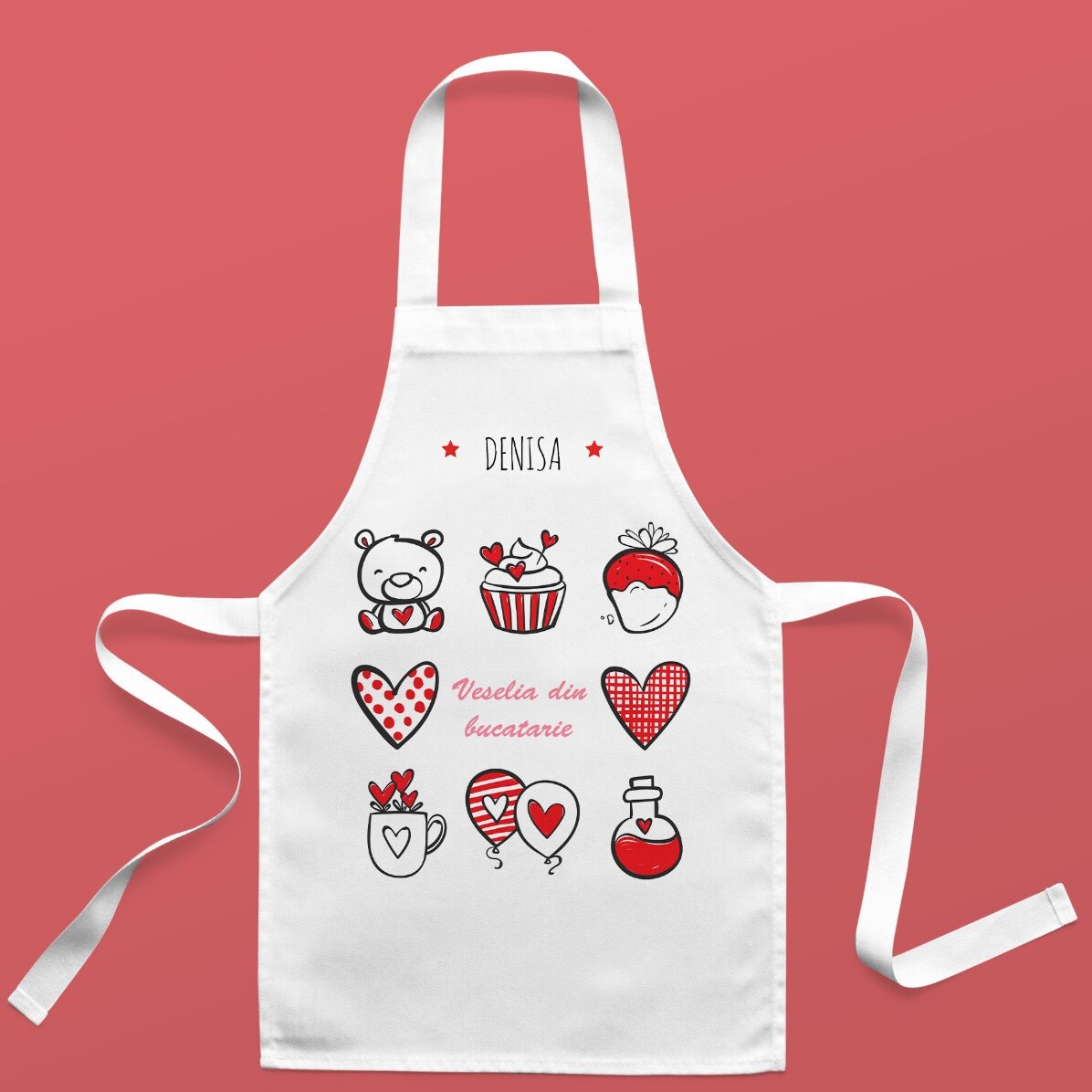 Șorț personalizat pentru copii cu text - Veselie în bucătărie