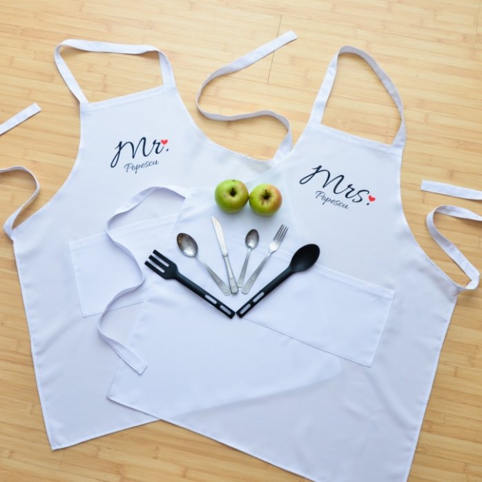 Șorțuri personalizat pentru cuplu - Mr & Mrs