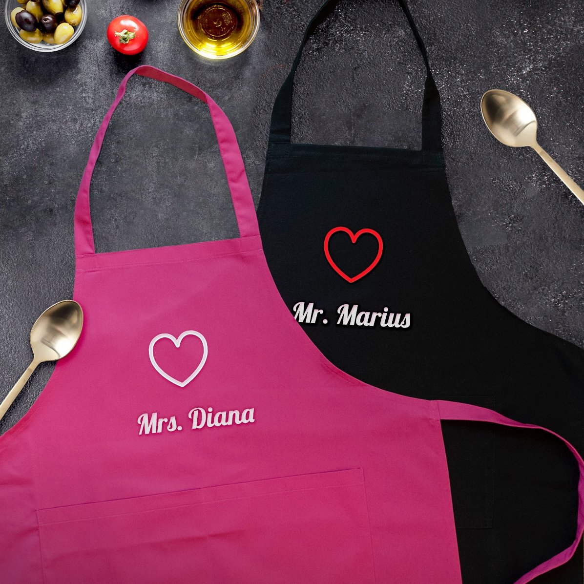 Șorțuri personalizate pentru cuplu