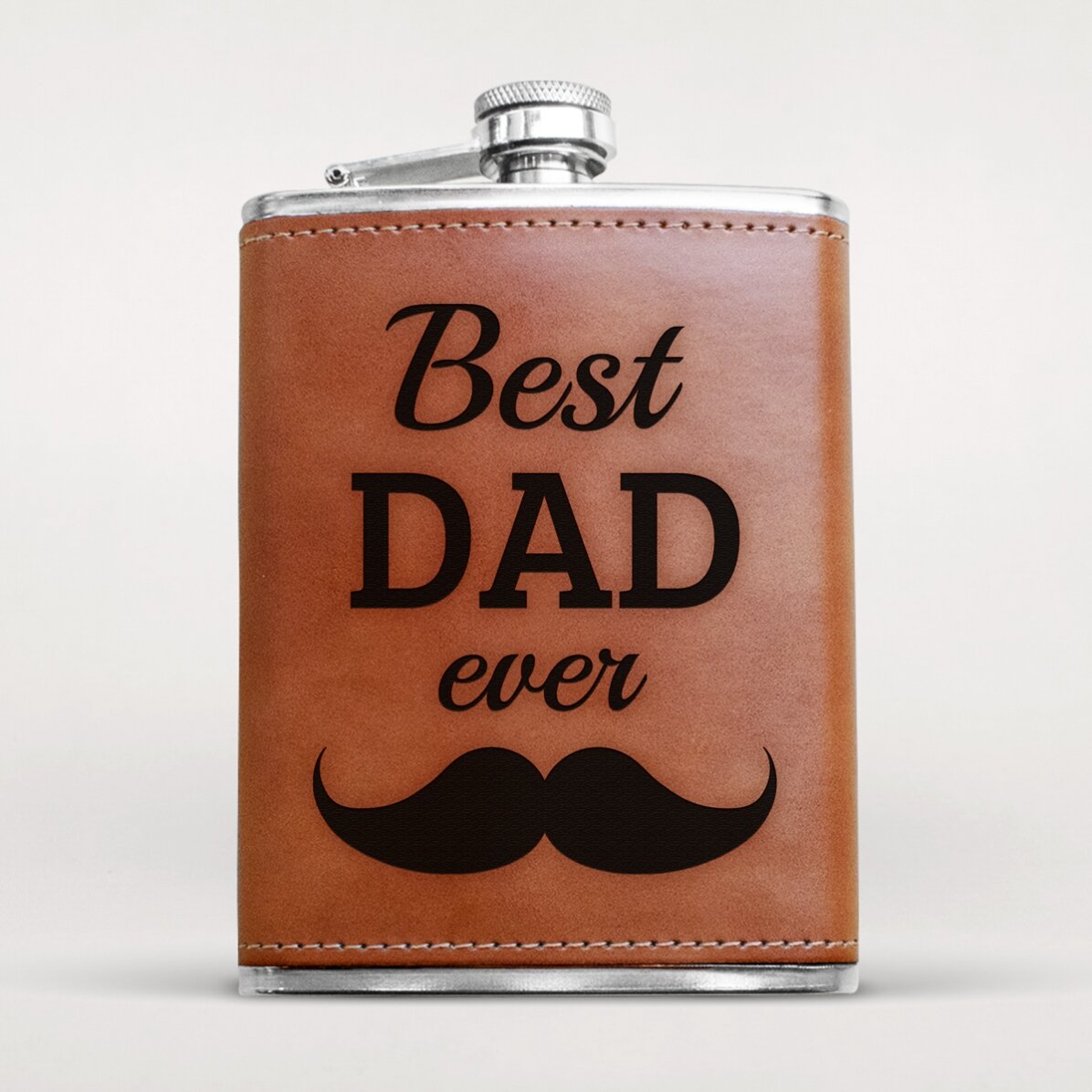 Sticlă de buzunar personalizată îmbrăcată în piele - Best DAD