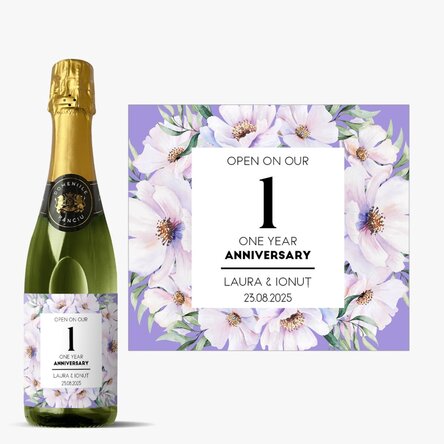 Sticlă medie de vin spumant personalizată cu text - Aniversare