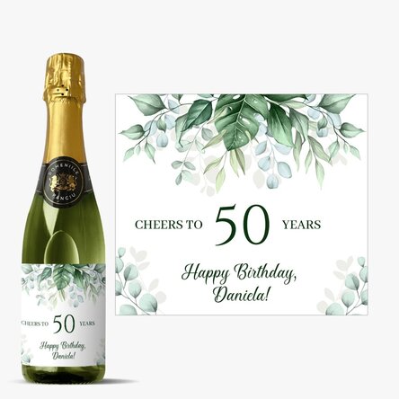 Sticlă medie de vin spumant personalizată cu text - Happy Birthday!