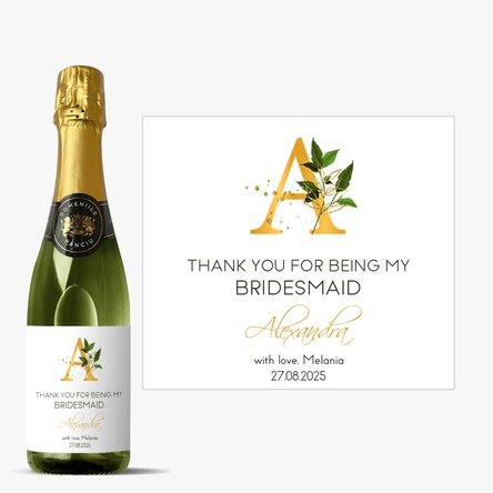 Sticlă medie de vin spumant personalizată cu text - Thank you