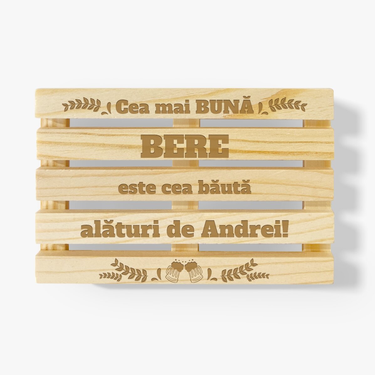 Suport de pahar în formă de palet personalizat cu text - Cea mai bună bere