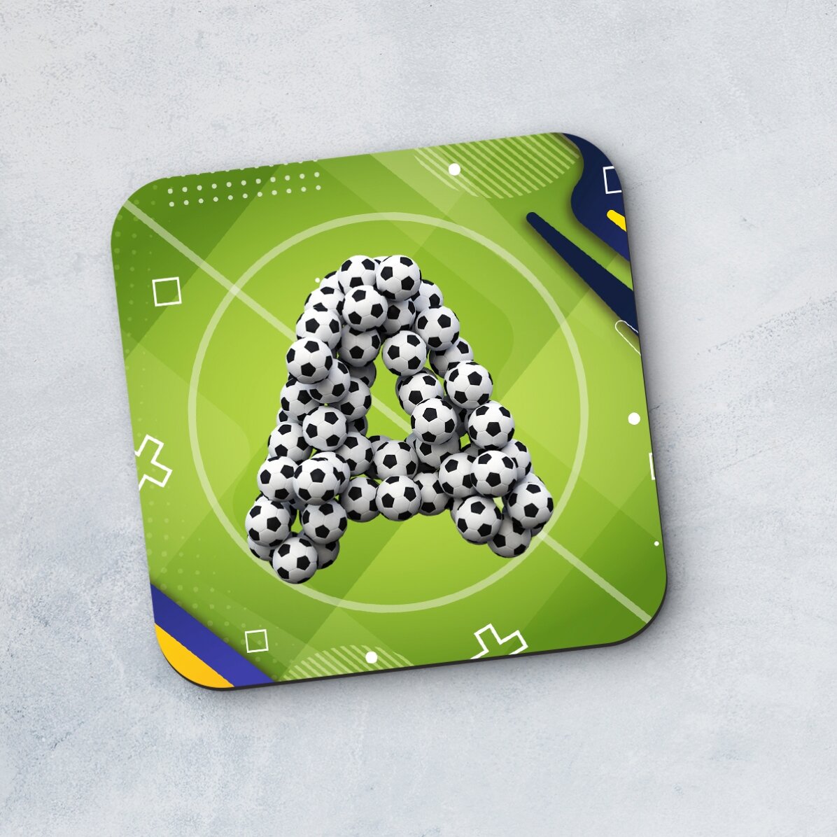 Suport de pahar personalizat cu inițială - Fotbal