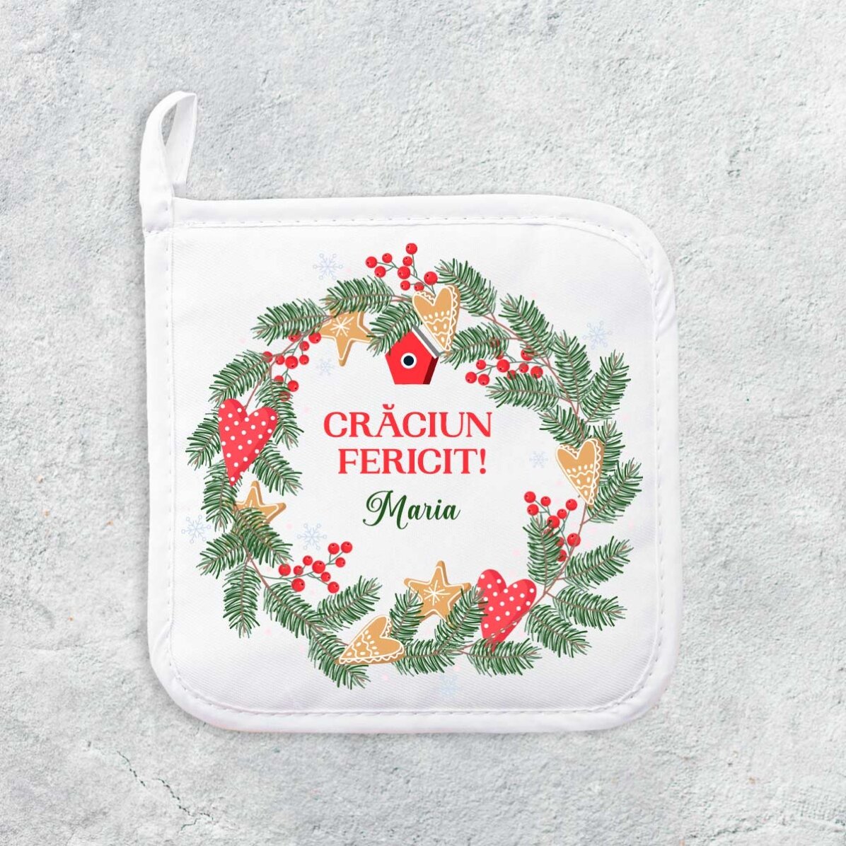 Suport oală fierbinte personalizat cu nume - Crăciun fericit!