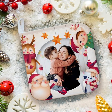 Suport oală fierbinte personalizat cu poză - model Crăciun