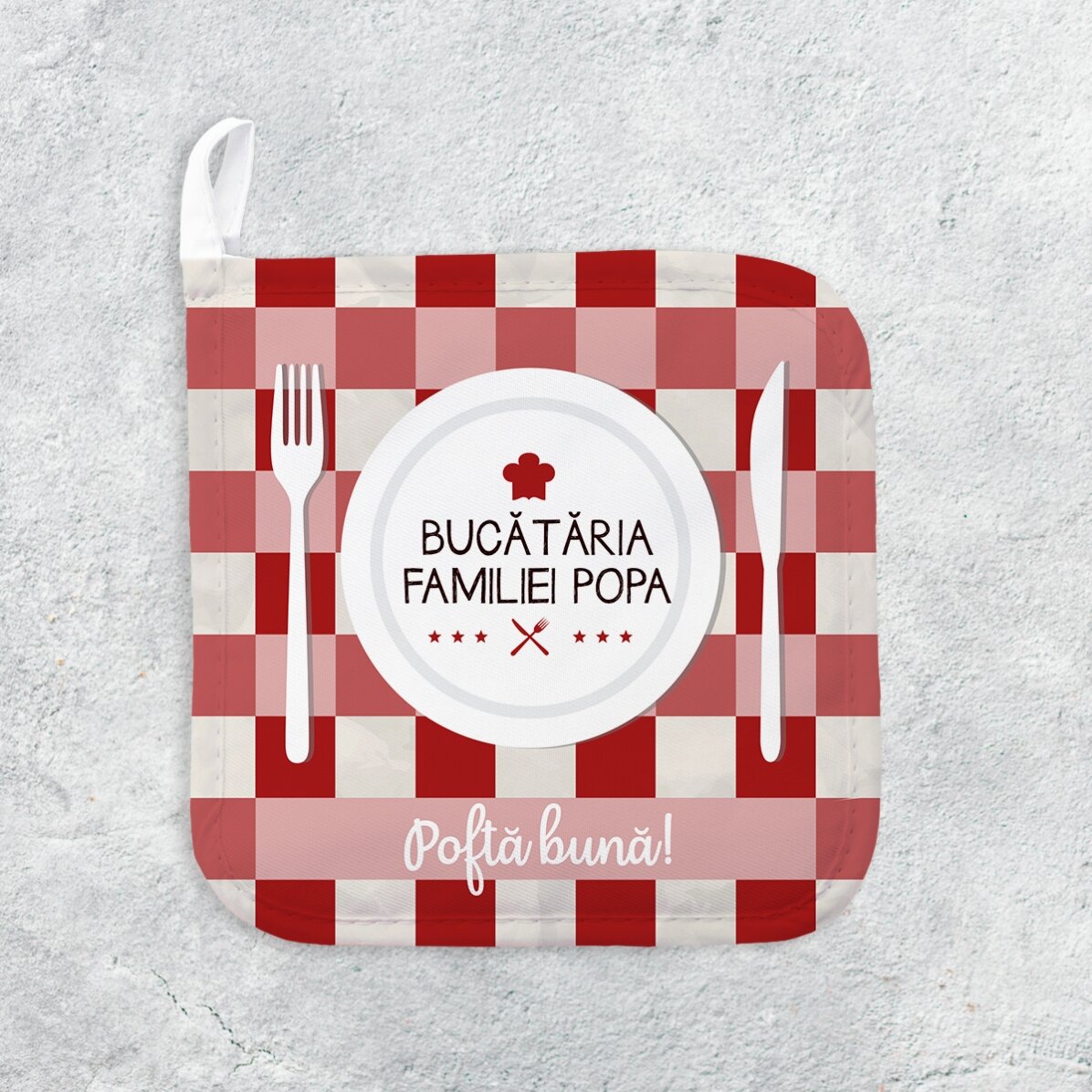 Suport oală fierbinte personalizat cu text - În familie