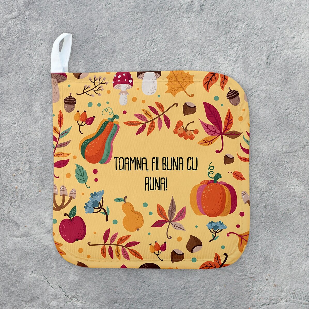 Suport oală fierbinte personalizat cu text - Toamna bună