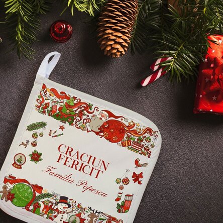 Suport oală fierbinte personalizat cu text - Traditional Christmas