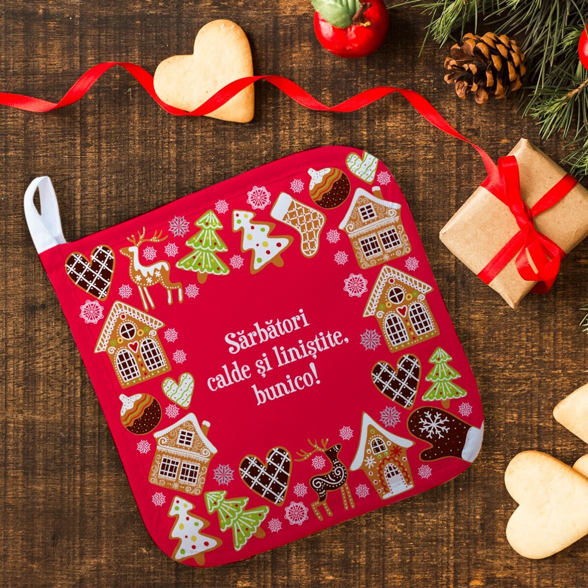 Suport oală fierbinte personalizat cu text - Turtă dulce