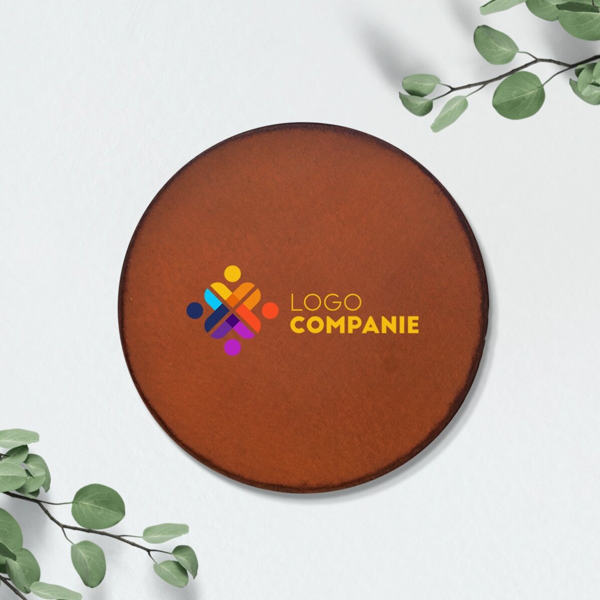 Suport pahar din piele personalizat color cu logo