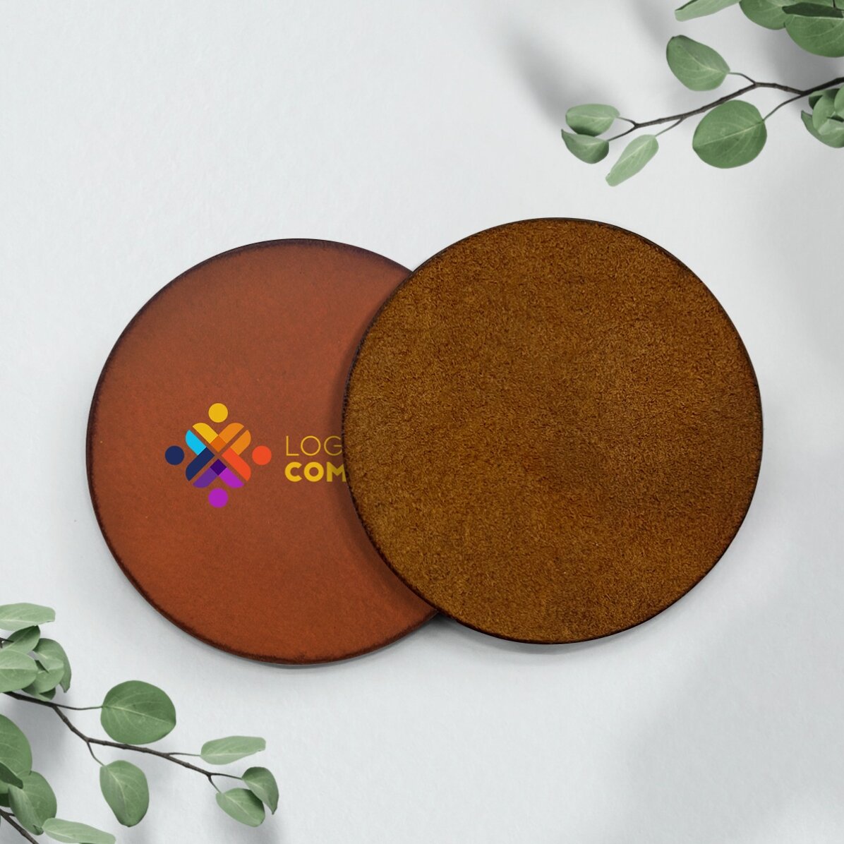 Suport pahar din piele personalizat color cu logo