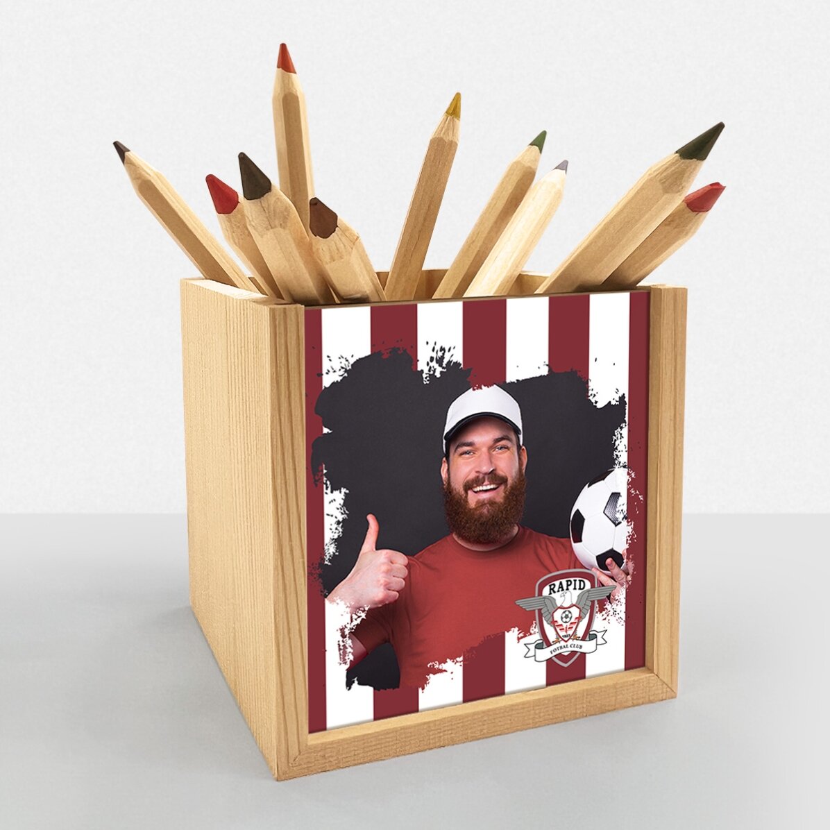 Suport pentru creioane FC Rapid personalizat cu poză