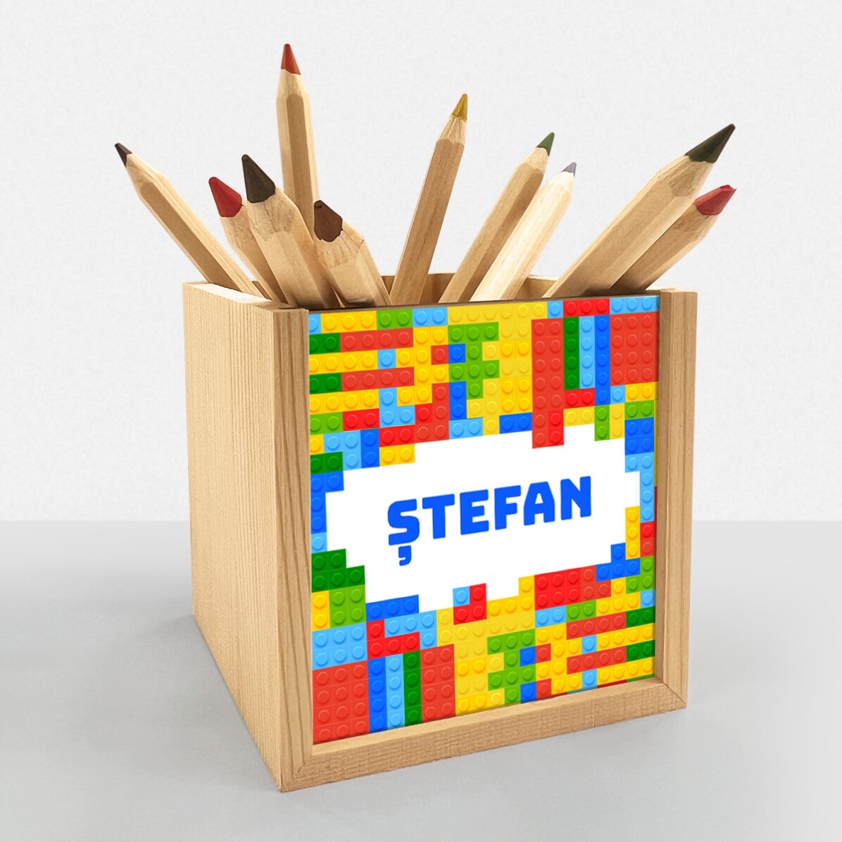 Suport pentru creioane personalizat cu nume - Lego
