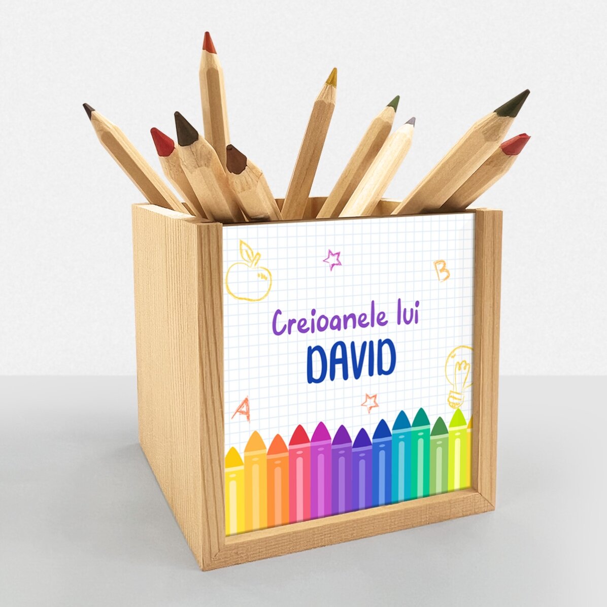 Suport pentru creioane personalizat cu text - Colors