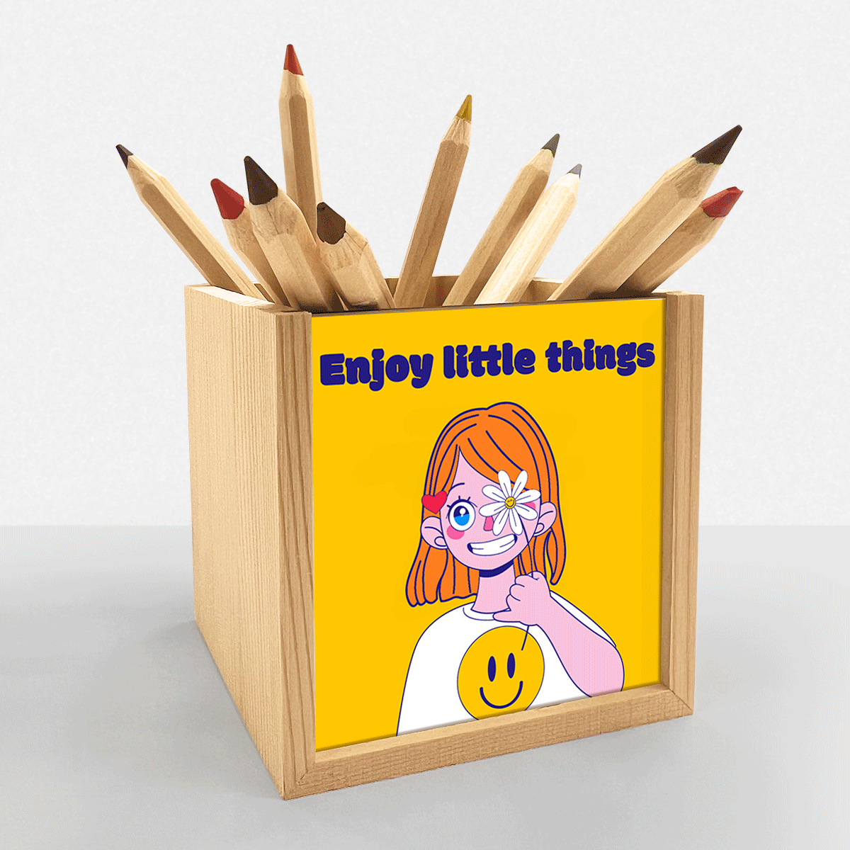 Suport pentru creioane personalizat cu text -Happy