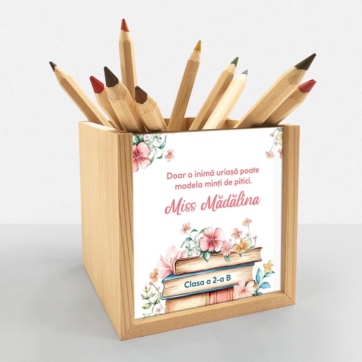 Suport pentru creioane personalizat cu text mesaj pentru profesoare