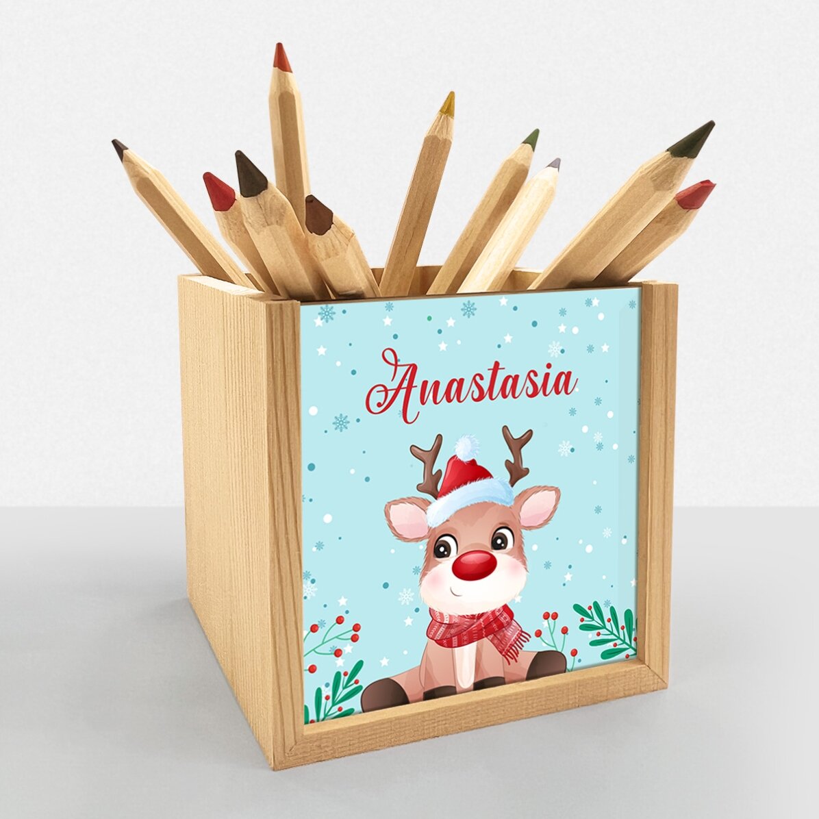 Suport pentru creioane personalizat cu text - Winter time