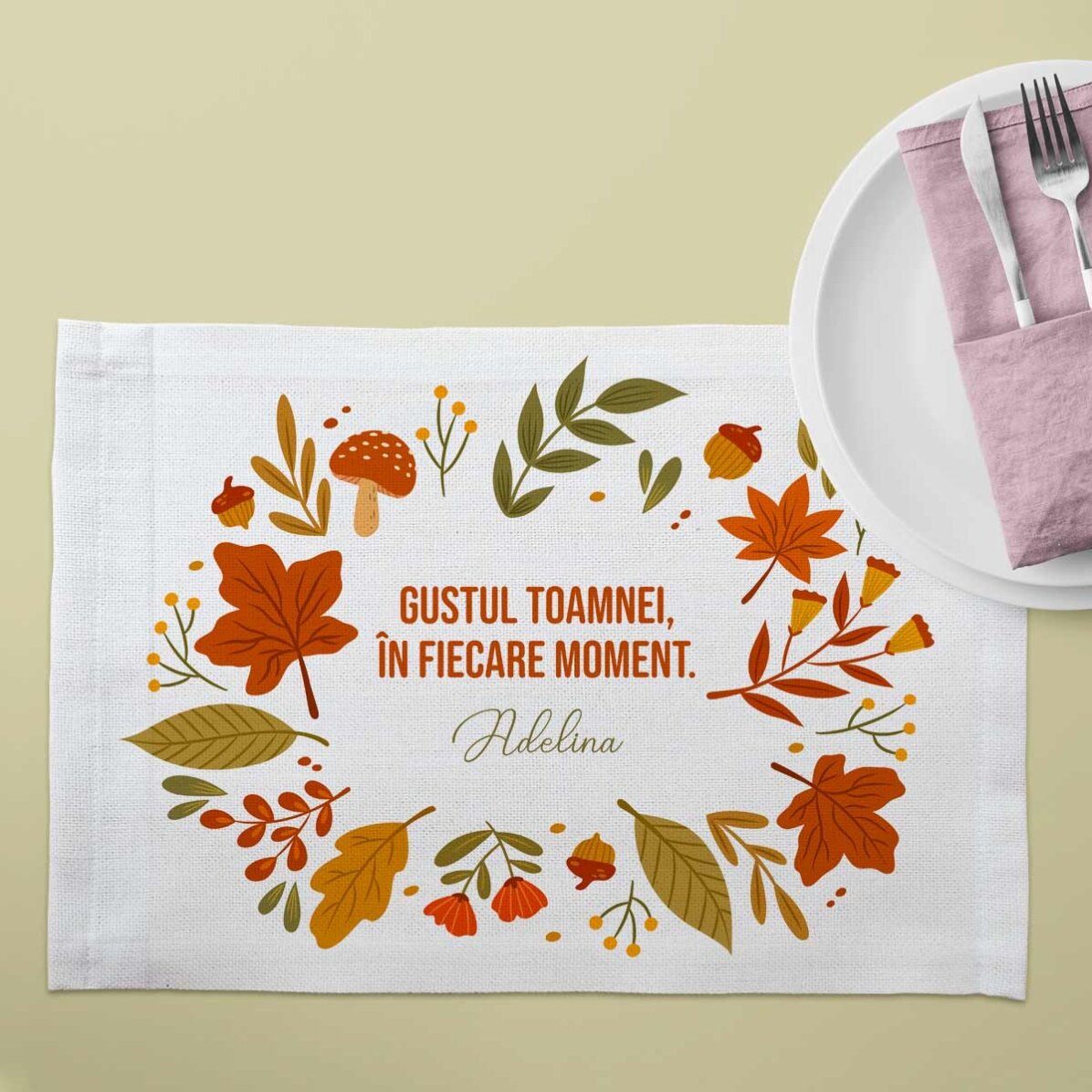 Suport pentru farfurie personalizat cu mesaj - Toamnă