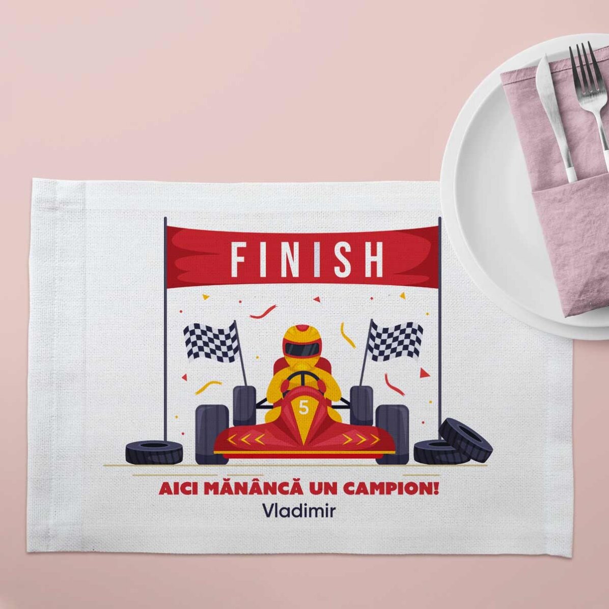 Suport pentru farfurie personalizat cu text - Campion