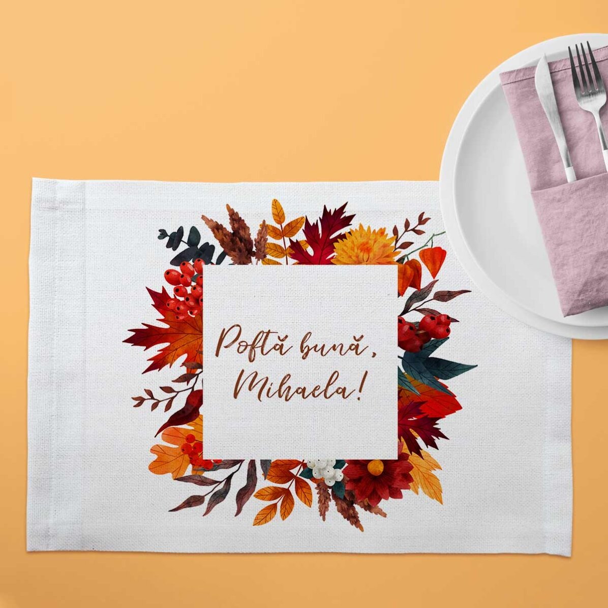 Suport pentru farfurie personalizat cu text - Toamnă
