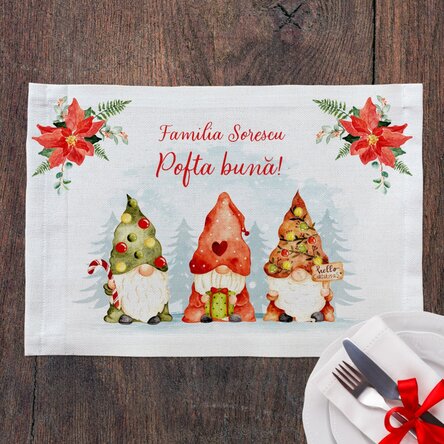Suport pentru farfurie personalizat - Gnomi de Crăciun