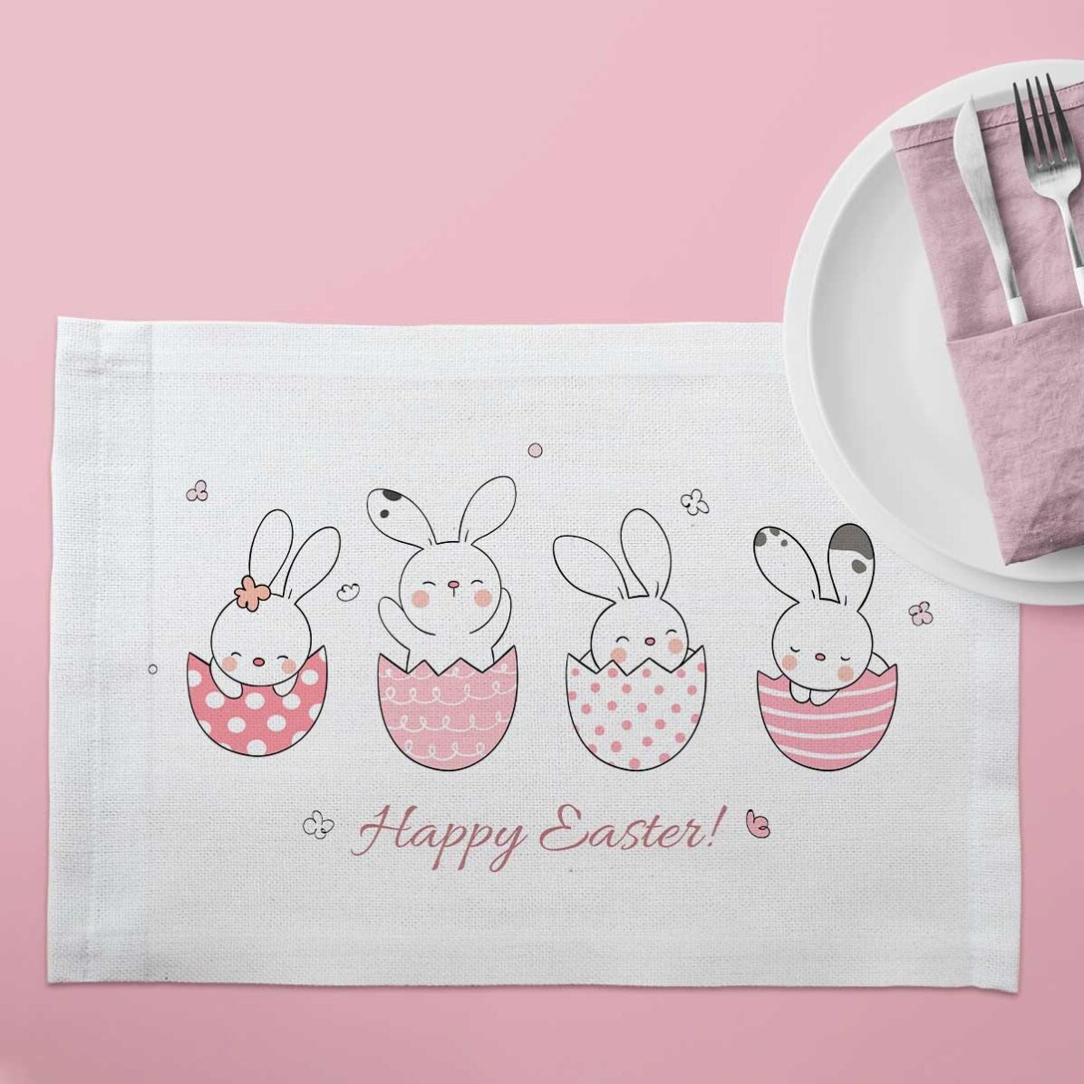 Suport pentru farfurie personalizat - Happy bunnies