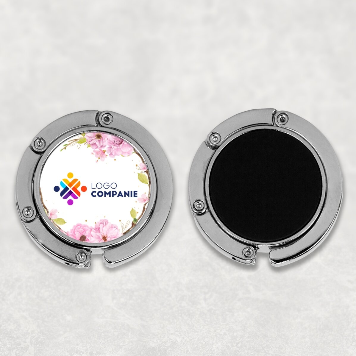 Suport geantă pentru masă personalizat cu logo și model floral