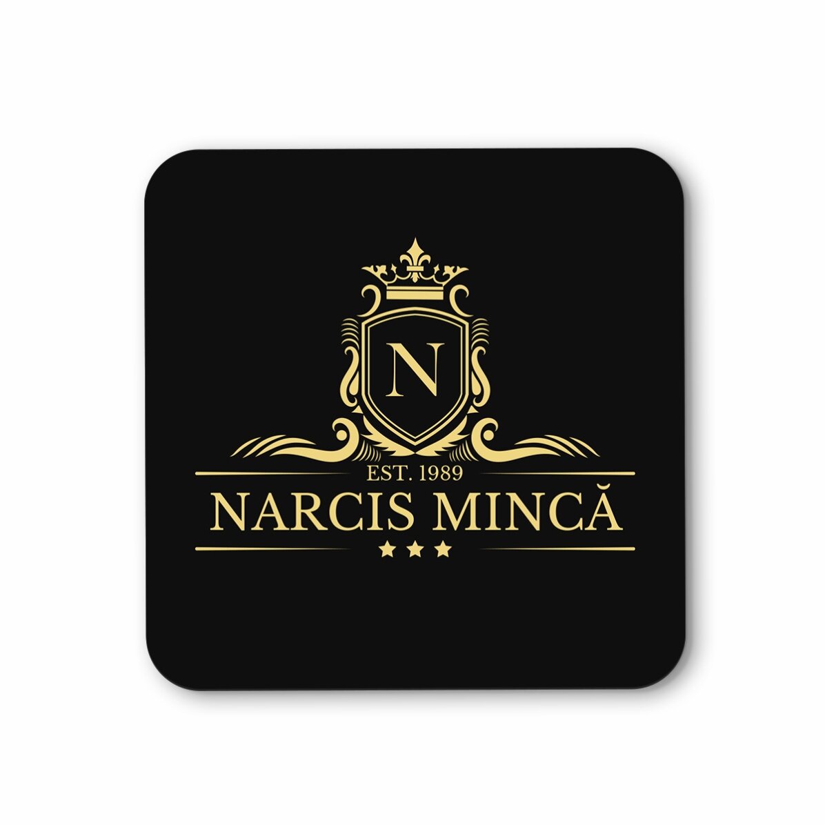 Suport pentru pahar personalizat cu inițială și nume