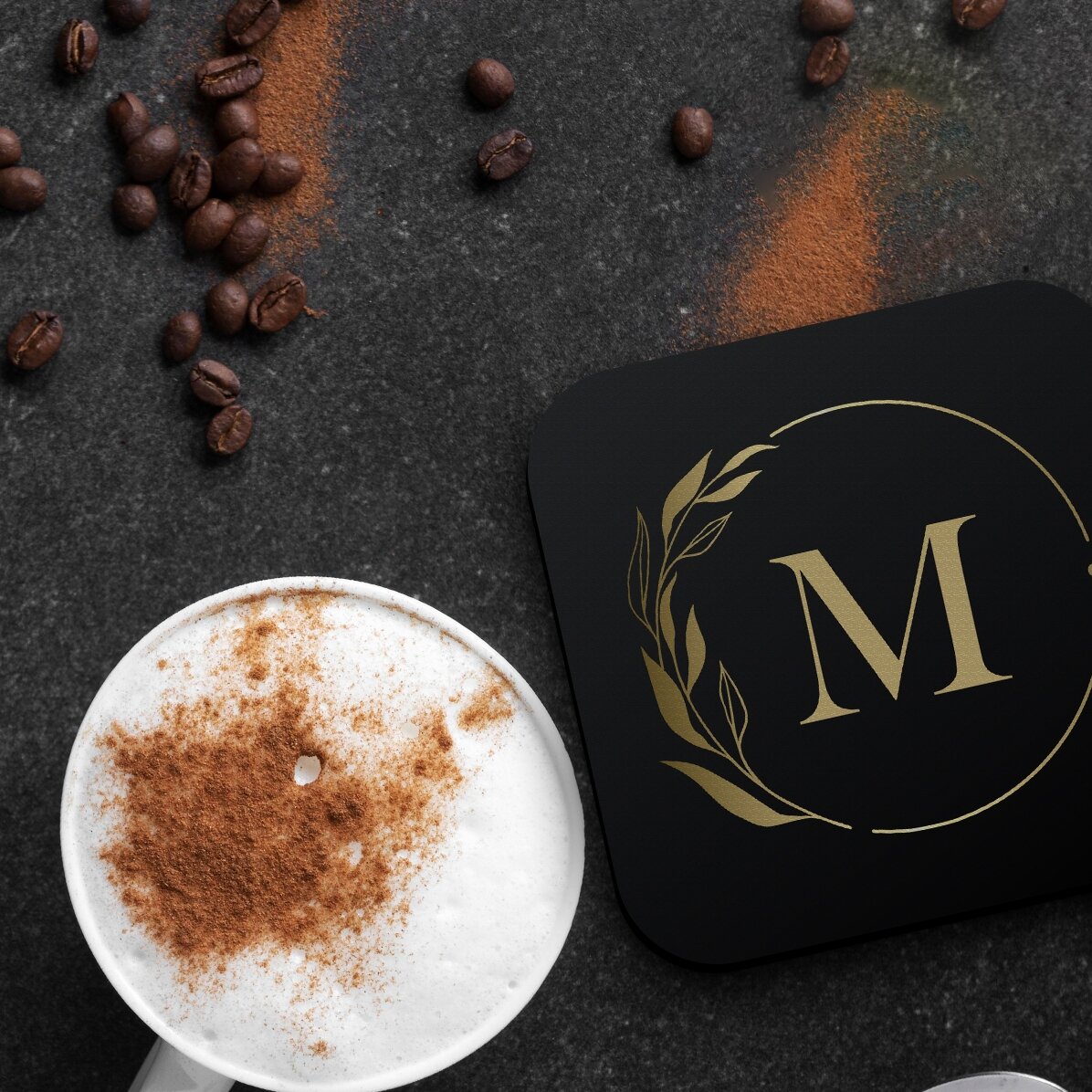 Suport pentru pahar personalizat cu inițială