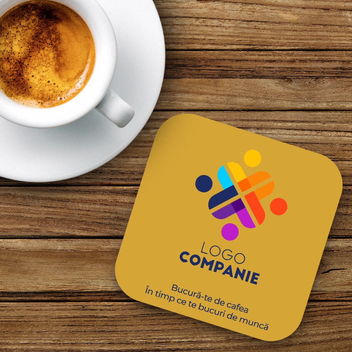 Suport pentru pahar personalizat cu logo și text