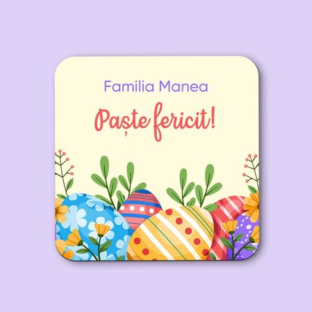 Suport pentru pahar personalizat cu mesaj - Paște fericit!