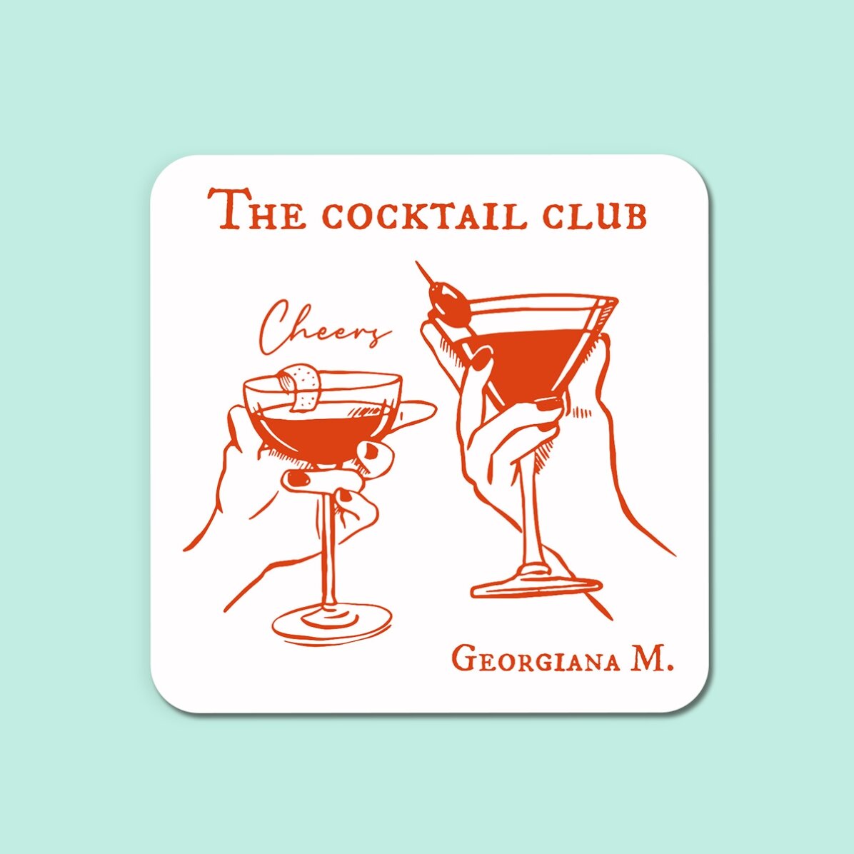 Подставка за чаша с персонализирано име - The cocktail club