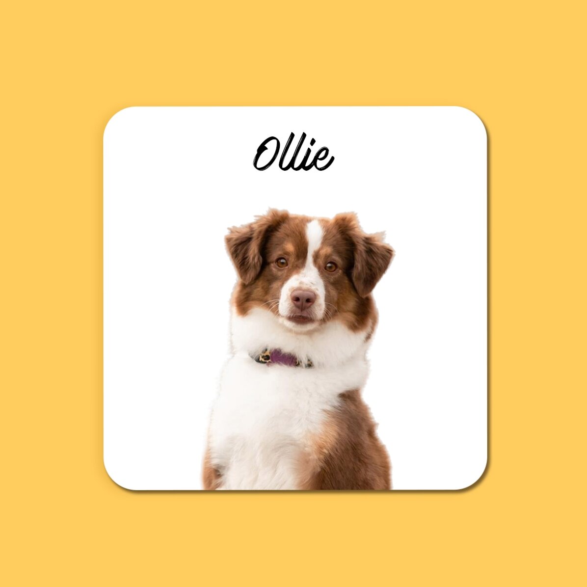 Suport pentru pahar personalizat cu poza și numele animăluțului preferat