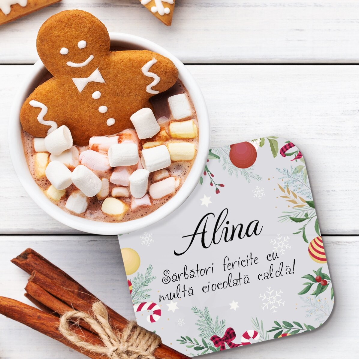 Suport pentru pahar personalizat cu text - Christmas