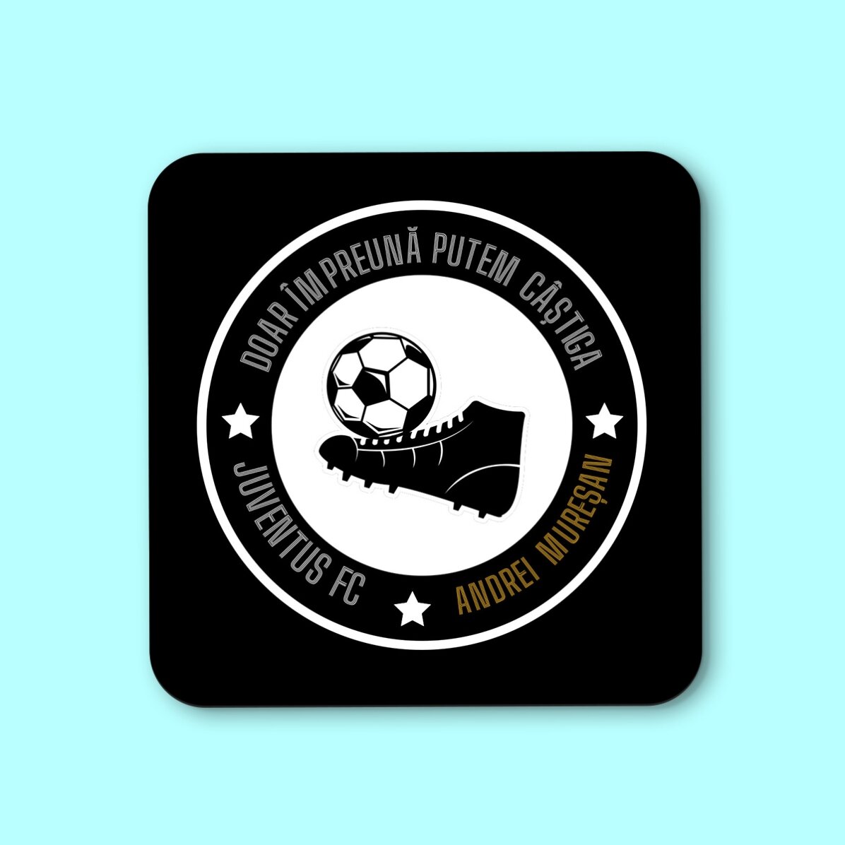 Suport pentru pahar personalizat cu text - Echipa de fotbal