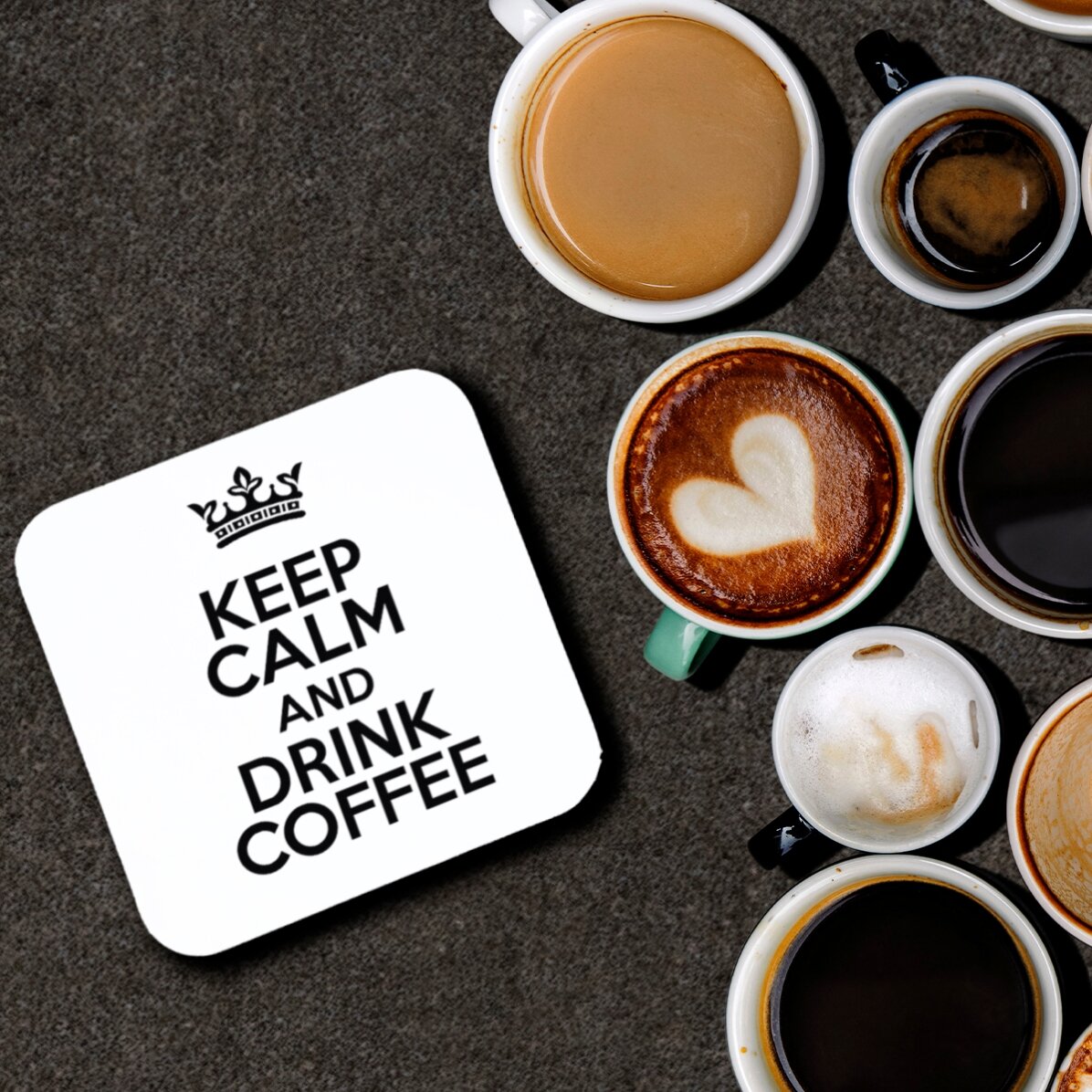 Suport pentru pahar personalizat cu text - Keep Calm White