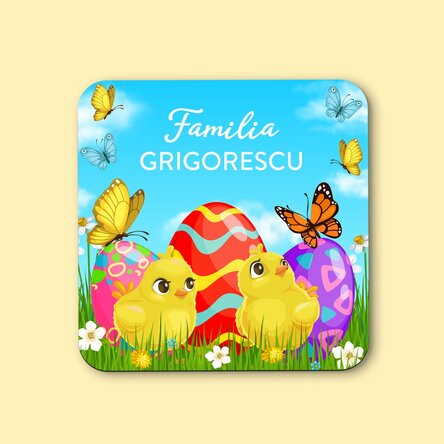 Suport pentru pahar personalizat cu text - Paște fericit