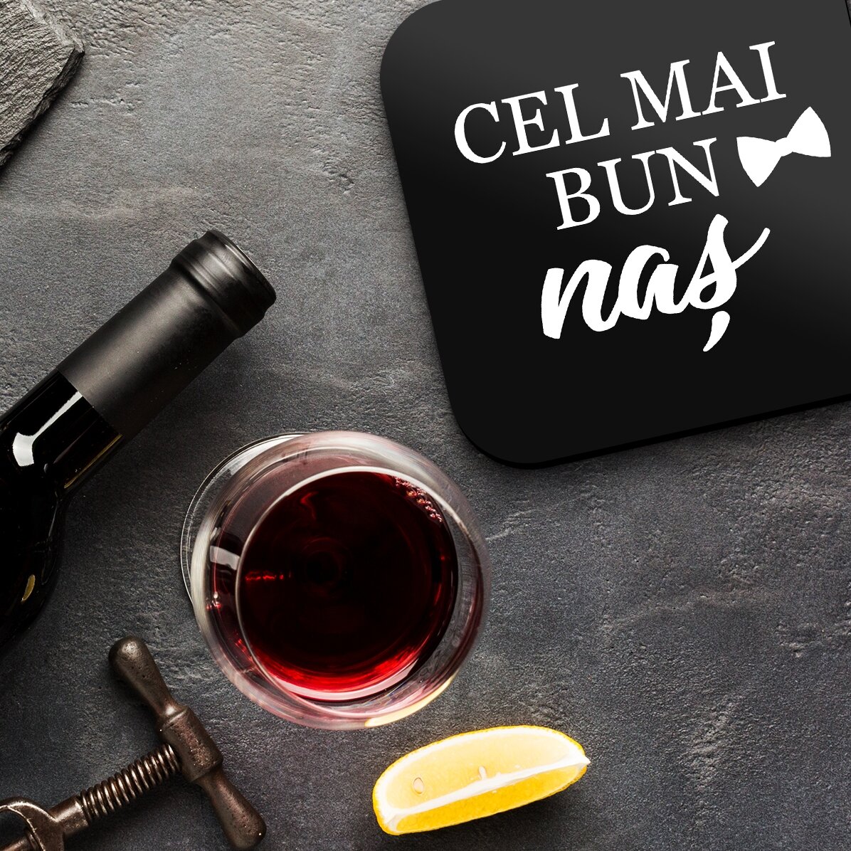 Suport pentru pahar personalizat pentru naș