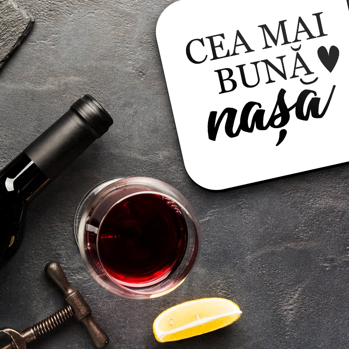 Suport pentru pahar personalizat pentru nașă