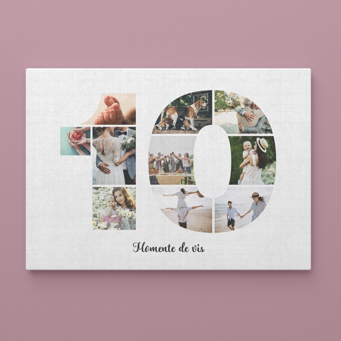 Tablou canvas landscape personalizat cu 10 poze model numărul 10 și mesaj text