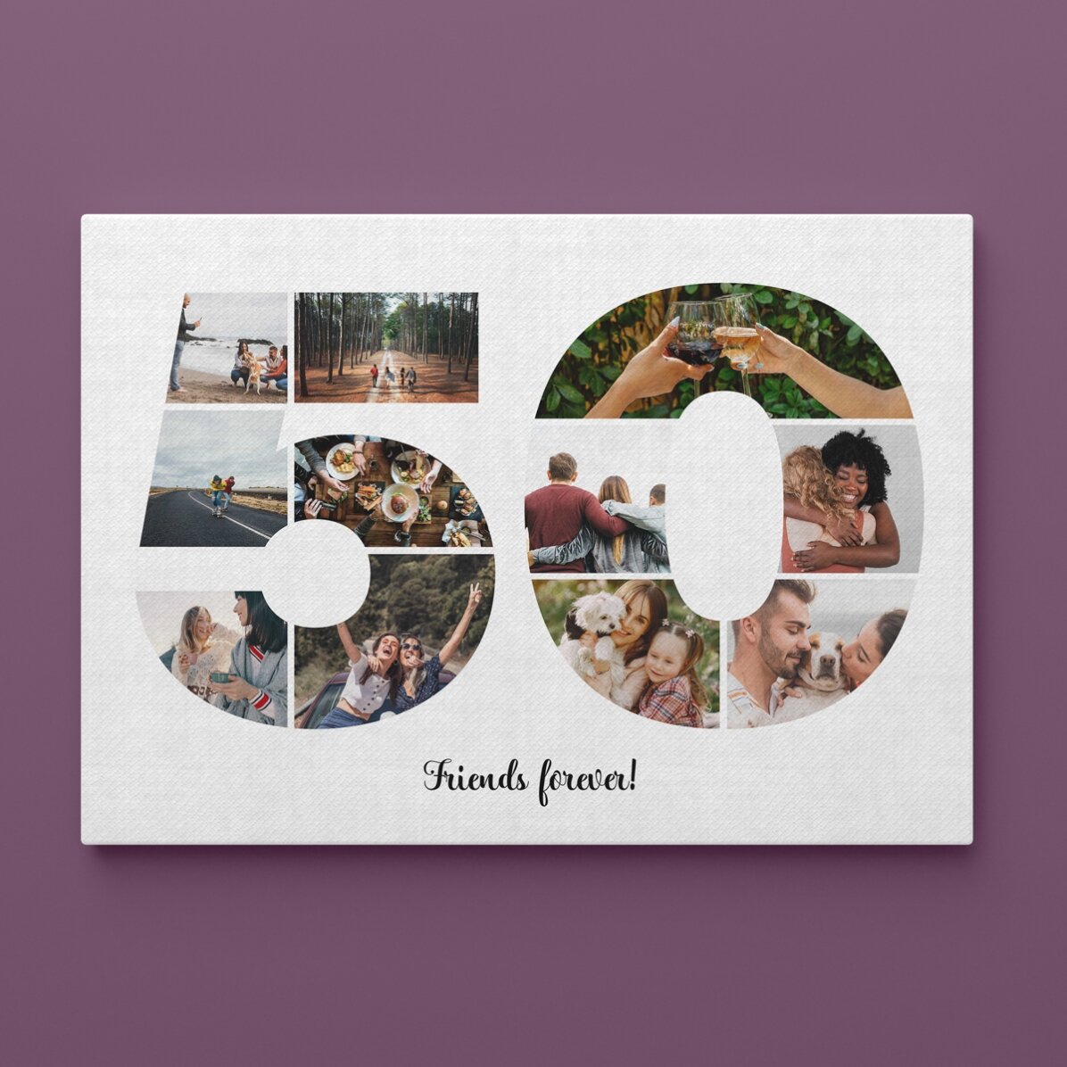 Tablou canvas landscape personalizat cu 11 poze model numărul 50 și mesaj text